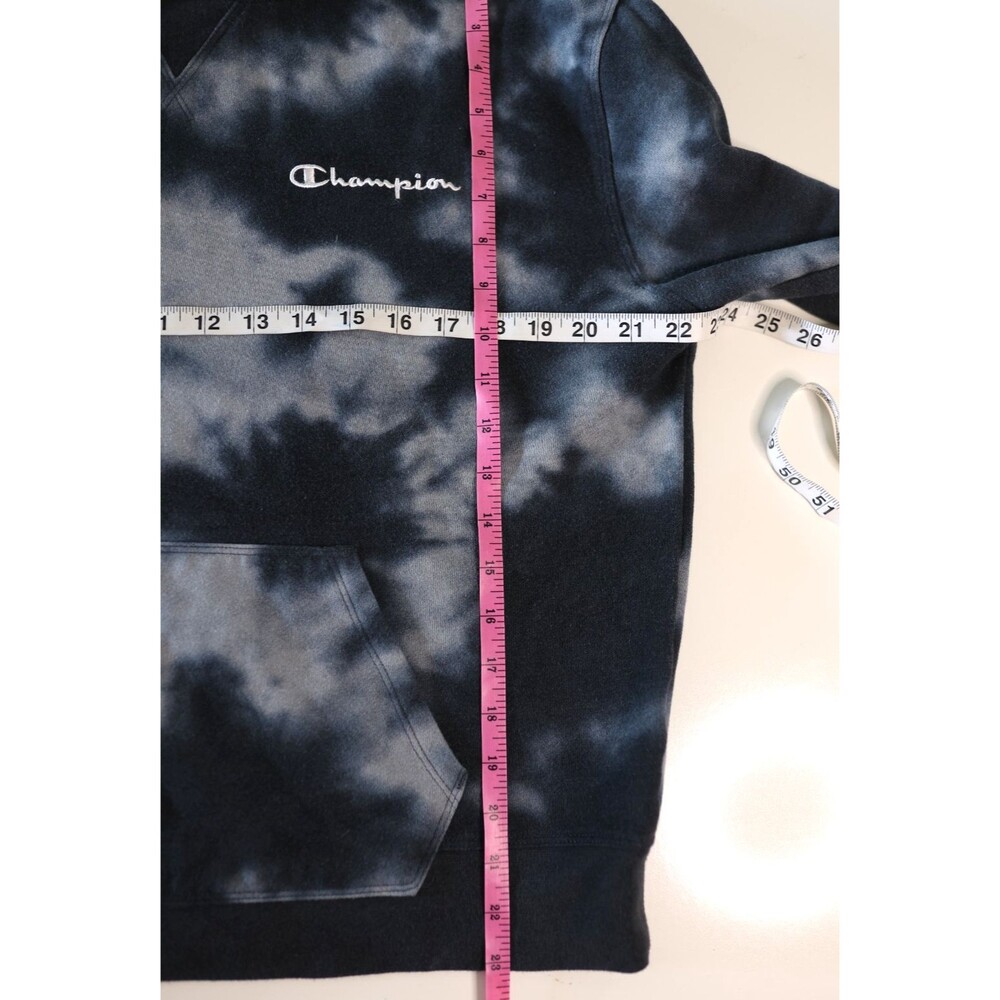 Champion Women's Black/Grey Tie Dye Pullover Hoodie Spellout Soft Large - Picture 7 of 9